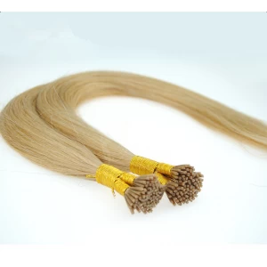 China Blond color keratin straight human hair brazilian virgin i tip hair for white women Hersteller