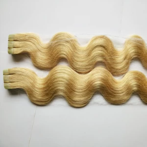 China Blond hair 613 top quality color 60 virgin remy human hair extension blue tape hair manufacturer