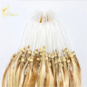 Chine Blonde Brazilian Hair Micro Loop Hair Extensions 100g Blond Hair Micro Ring Virgin Hair fabricant