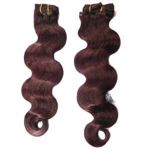 porcelana Body wave clip in human hair extension weft machine hair weaving fabricante