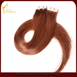 China Brazillian virgin remy hair full bottom last about one year tape hair extension manufacturer