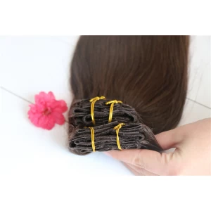Китай Can be dyed remy hair extension 180 grams 18' clip in no shedding производителя