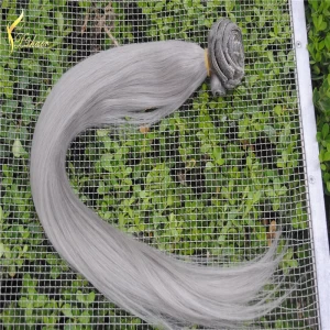 porcelana Cheap 100% Indian Remy Hair Silky Straight Sliver Color Platinum Blonde Clips In 16 Inches Hair Wefts fabricante