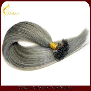 An tSín Cheap high quality 100% Brazilian virgin remy hair Italy glue pre-bonded hair V tip hair extension déantóir