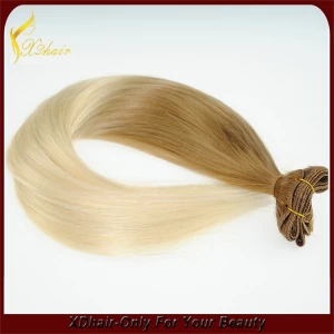 中国 Cheap hot sale fast shipping 100% Indian remy human hair weft bulk two tone double weft hair weave メーカー