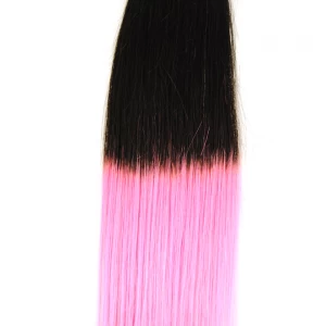 中国 Cheap price human hair bulk peruvian hair extension ombre pink/black hair 制造商