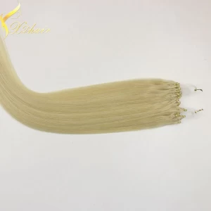 Chine Cheap silky straight blonde 100% human remy 0.8g ombre micro loop ring hair extension fabricant