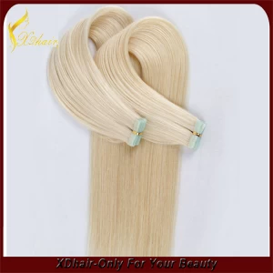 An tSín Cheap top grade 100% Indian virgin remy human hair tape hair extension on sale déantóir
