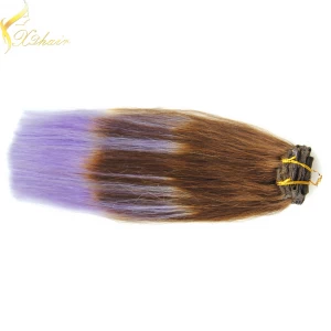 Chine Cheap unproessed straight no tangle & shedding double weft clip in human hair topper remy fabricant
