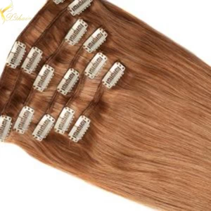中国 Cheap unproessed straight no tangle & shedding double weft remy clip in hair extension 220 grams 制造商