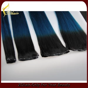 porcelana Clip en la extensión del pelo de cabello humano brasileño sin procesar Remy Mejores Ventas Ombre color fabricante