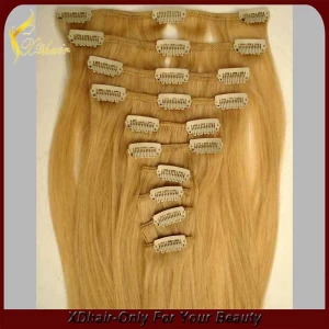 China Clip in Brazilian hair different weight 80g 100g 120g 100% human hair clip in hair extensions manufacturer
