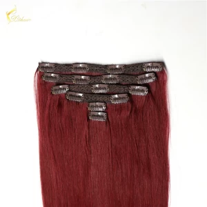 China Clip in Human Hair Extensions 99j Remy Brazilian Clip in Hair Extensions For Black Women manufacturer