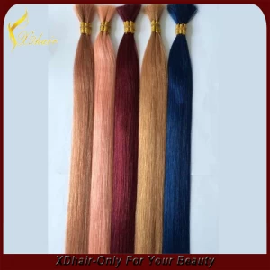 porcelana Colored bulk hair extension virgin remy straight hair fabricante