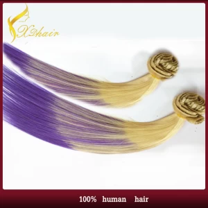 China Dip dye  clip in hairpiece  two tone color top quality remy human hair extension manufacturer