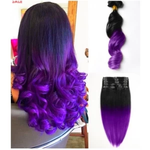 中国 Dip dye/ombre clip in 100% human hair extension top grade 6a super quality human hair 制造商