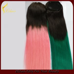 porcelana Dip dye ponytail/two tone color ponytail virgin remy human hair extension grade 6A fabricante