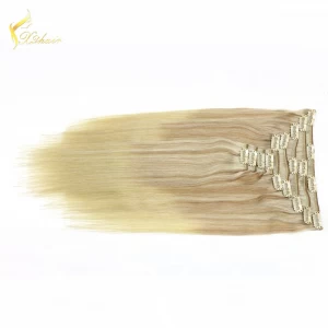 China Double Drawn 20inch Balayage Clip In Hair Extension 120g & 160g & 220g manufacturer