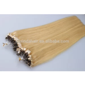 中国 Double Drawn Blonde Color Brazilian Remy Human Hair Silk Straight Micro Ring Hair Extensions For Black Women メーカー