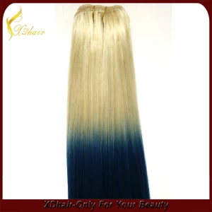 中国 Double drawn 100% human hair straight  wave ombre wave  mix color hair extension 制造商