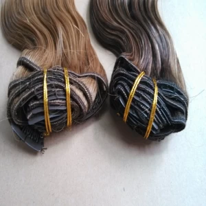 China Double drawn balayage hair extensions remy human hair full head lace clip in hair extensions manufacturer