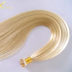 An tSín Double drawn prebonded hair extension russian virgin hair i tip hair extensions cheap déantóir