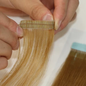 중국 Double side tape hair european remy human extension hair 제조업체