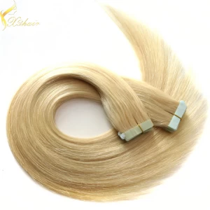 China Double weft full cuticle wholesale european double drawn sticker hair extensions fabricante