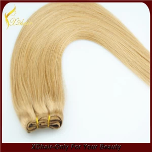 China Double wefts unprocessed straight 613 blonde color human hair weaving manufacturer