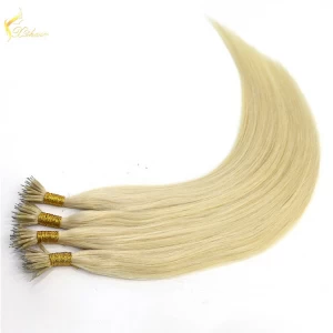 An tSín European Human Hair 7A Nano Ring Keratin Pre-Bonded Cheap #60 Real Blonde Human Hair Wholesale Bulk Hair déantóir