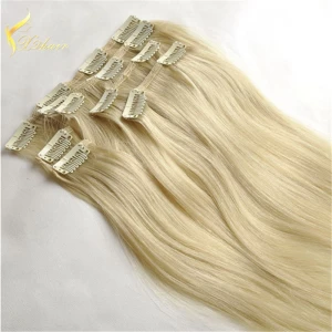 China Factory Supplier bleach blonde color clip in human hair extensions fabricante