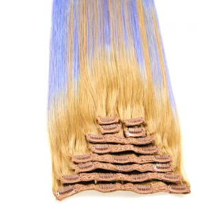 An tSín Factory hair wholesale price human hair extension clip in hair two tone color malaysian hair déantóir