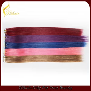 China Factory price best colored 100% Brazilian virgin remy new style blue glue colorful tape hair extension fabricante