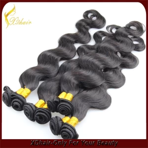 中国 Factory price fast shipping high quality 100% Indian remy human hair weft bulk body wave natural looking double drawn hair weave メーカー