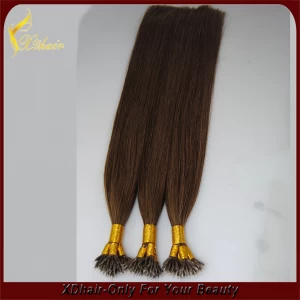 中国 Factory wholesale remy human hair nano tip hair products Brown long straight hair メーカー