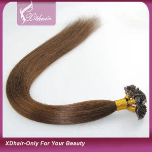 China Fabricage Groothandel 100% Virgin Brazilian Hair Italië Keratine Glue Flat Shape Nait Tip Hair Extension fabrikant