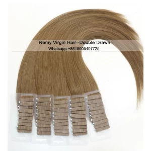 中国 Fashion High quality 100% virgin brazilian silky straight remy human tape hair extension メーカー
