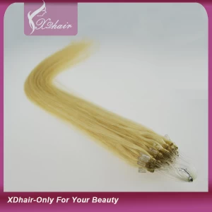 China Fashion Keratin Fusion Loop Tip Hair 6A Grade 100% Cheap Indian Remy Micro Loop Ring Human Hair Extension manufacturer
