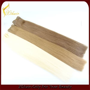 China Fast delivery top grade 100% European virgin remy human hair weft double drawn silky straight wave hair weave fabricante