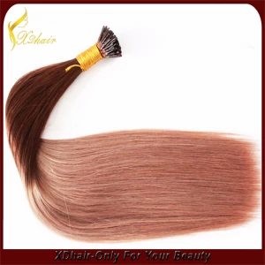 An tSín First selling brand name best colored Indian virgin remy hair two tone I tip hair extension stick tip human hair déantóir