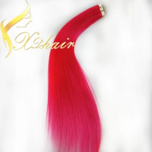 中国 Good sales factory price pink human hair tape weft extension last one year hair 制造商