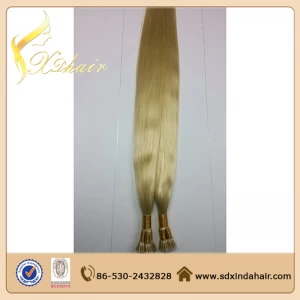 China Grade 7A factory supplier 100% human hair keratin hair extension I tip hair extension fabricante