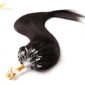 An tSín Grade 7A unprocessed 100% cheap virgin indian micro ring hair top piece déantóir