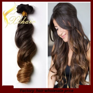 中国 Grade 7a virgin remy human hair wave body wave  ombre dip dye hair extension 50g to 260g hair 制造商