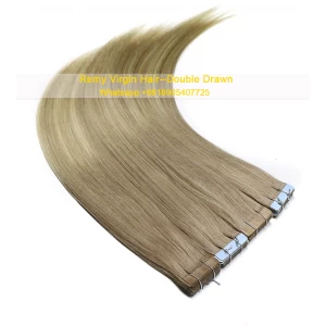 porcelana Great quality new fashion High quality 100% virgin brazilian silky straight remy human tape hair extension fabricante