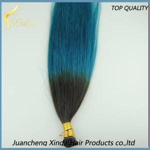 China Hair factory with the unprocessed virgin remy ombre i tip hair extension for cheap manufacturer