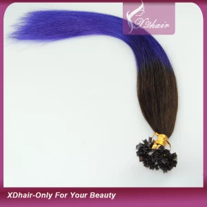 An tSín High Grade No Tangle No Shedding Soft Ombre Color V Tip Human Remy Hair Extension déantóir