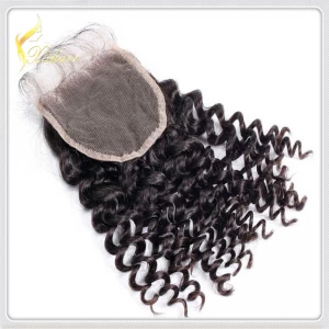 An tSín High Quality Curl Virgin Brazilian Hair Lace Closure Unprocessed Human Hair Closure déantóir