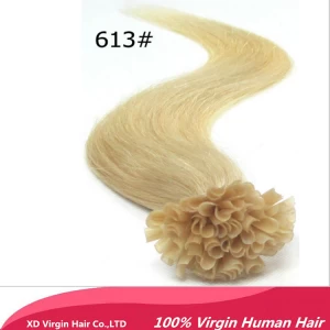 Cina Alto colore biondo dei capelli umani di punta del chiodo vergini remy capelli indiani pre legato i capelli umani produttore