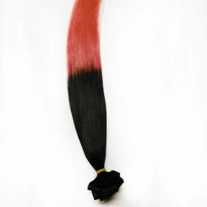 China High quality virgin remy clip in hair extension two tone ombre hair manufacturer